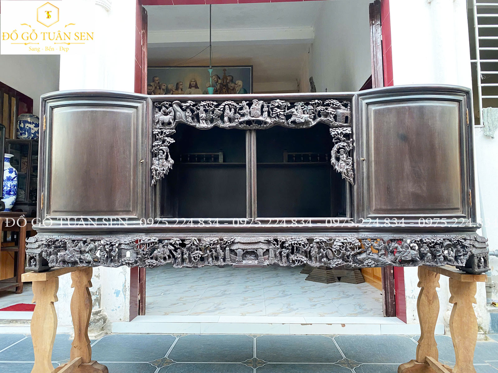  Nét đẹp nổi bật Tủ chè cách cong gỗ gụ